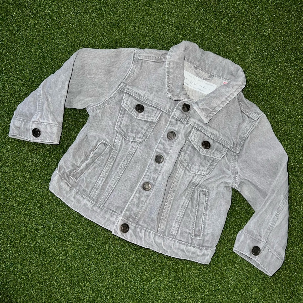 Zara baby boy denim collection faded grey button up denim jacket